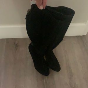 Knee high black suede Brian Atwood boots